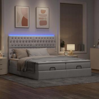 Ottoman-Bett mit Matratzen & LEDs Taupe 160x200 cm Stoff