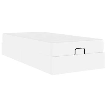 Bettgestell mit Matratze Reinweiß 80 x 200 cm Kunstleder