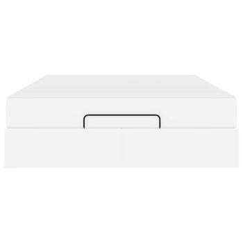 Bettgestell mit Matratze Reinweiß 140 x 190 cm Kunstleder