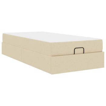 Bettgestell mit Matratze Creme 90 x 190 cm Stoff