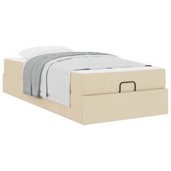 Bettgestell mit Matratze Creme 90 x 190 cm Stoff