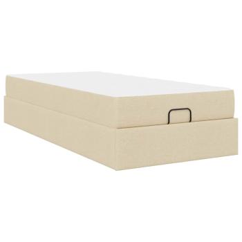 Bettgestell mit Matratze Creme 90 x 190 cm Stoff