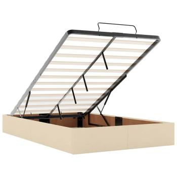 Bettgestell mit Matratze Creme 120 x 190 cm Stoff