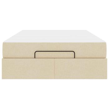 Bettgestell mit Matratze Creme 120 x 200 cm Stoff