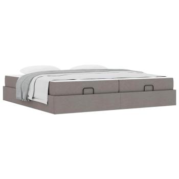 Bettgestell mit Speicher Taupe 200 x 200 cm Stoff
