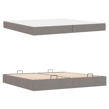 Bettgestell mit Speicher Taupe 200 x 200 cm Stoff