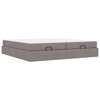 Bettgestell mit Speicher Taupe 200 x 200 cm Stoff