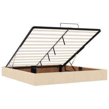 Bettgestell mit Speicher Creme 200 x 200 cm Stoff