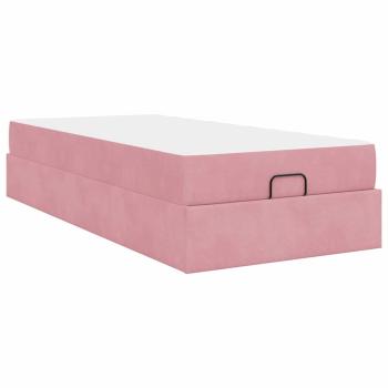 Bettgestell mit Matratze mit Speicher Rosa 80 x 200 cm Samt