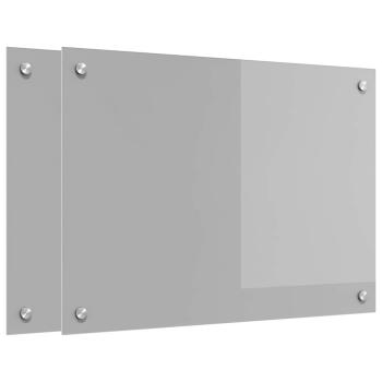 ARDEBO.de - Küchenrückwand 2 pcs Hellgrau 70 x 50 cm Gehärtetes Glas