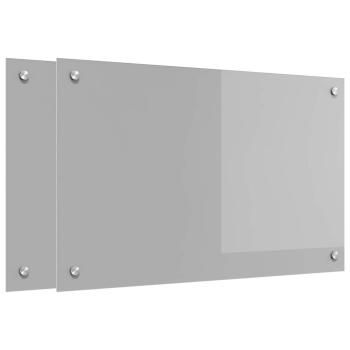 Küchenrückwand 2 pcs Hellgrau 80 x 50 cm Gehärtetes Glas