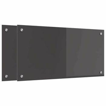 Küchenrückwand 2 pcs Dunkelgrau 80 x 40 cm Gehärtetes Glas