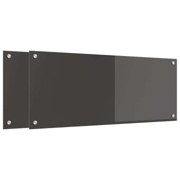 Küchenrückwand 2 pcs Dunkelgrau 100 x 40 cm Gehärtetes Glas