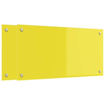 Küchenrückwand 2 pcs Gelb 80 x 40 cm Gehärtetes Glas