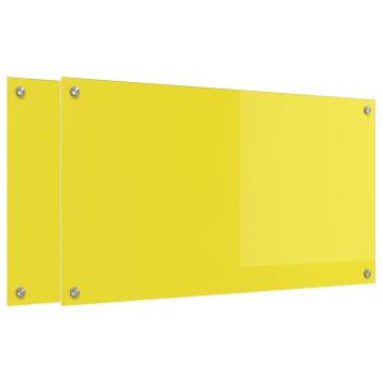 Küchenrückwand 2 pcs Gelb 90 x 50 cm Gehärtetes Glas