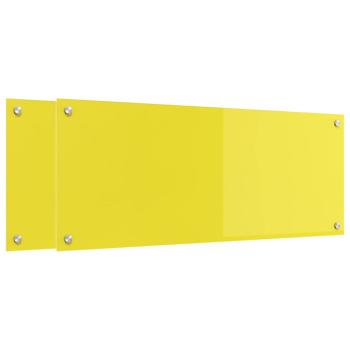 Küchenrückwand 2 pcs Gelb 100 x 40 cm Gehärtetes Glas