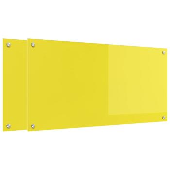 Küchenrückwand 2 pcs Gelb 100 x 50 cm Gehärtetes Glas