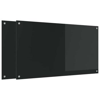 Küchenrückwand 2 pcs Schwarz 110 x 60 cm Gehärtetes Glas