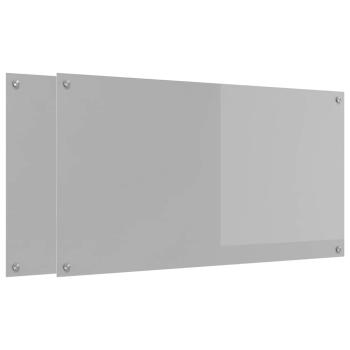 Küchenrückwand 2 pcs Hellgrau 110 x 60 cm Gehärtetes Glas