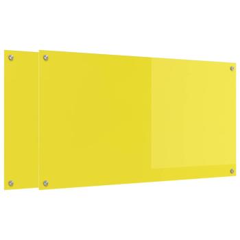 Küchenrückwand 2 pcs Gelb 110 x 60 cm Gehärtetes Glas