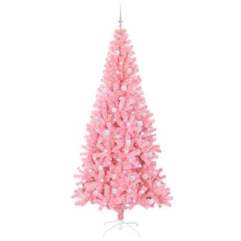 Weihnachtsbaum mit 300 LEDs mit Ständer Rosa 240 cm PVC