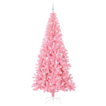 Weihnachtsbaum mit 300 LEDs mit Ständer Rosa 240 cm PVC