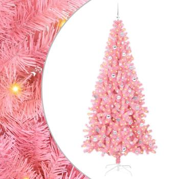 Weihnachtsbaum mit 300 LEDs mit Ständer Rosa 240 cm PVC