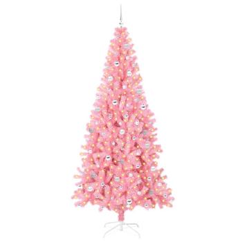 Weihnachtsbaum mit 300 LEDs mit Ständer Rosa 240 cm PVC