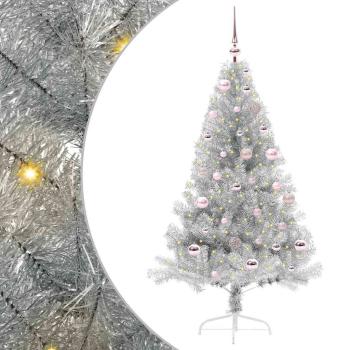 ARDEBO.de - Künstlicher vorbeleuchteter Weihnachtsbaum Silber 150 cm PET