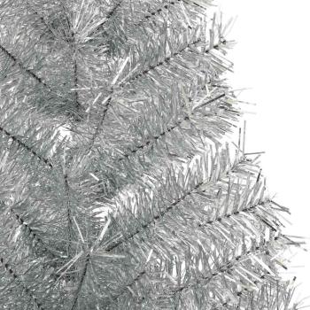 Künstlicher vorbeleuchteter Weihnachtsbaum Silber 150 cm PET