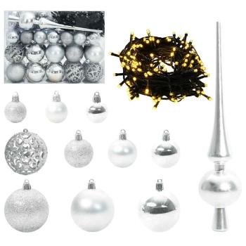 Künstlicher vorbeleuchteter Weihnachtsbaum Silber 150 cm PET