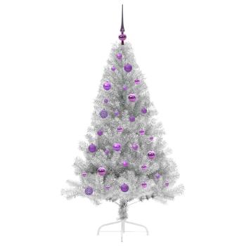 Künstlicher vorbeleuchteter Weihnachtsbaum Silber 150 cm PET