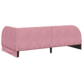 Eckbettgestell mit Kopfteil Rosa 100 x 200 cm Samt