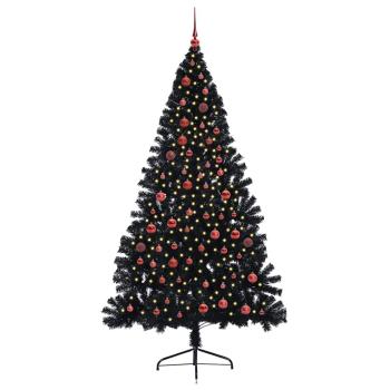 Künstlicher vorbeleuchteter Weihnachtsbaum Schwarz 210 cm PVC