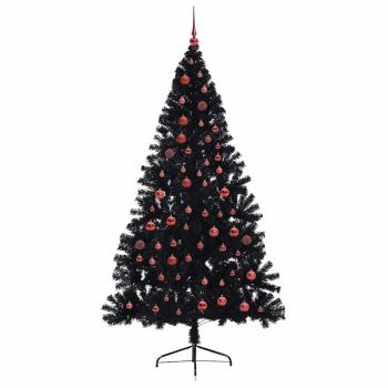 Künstlicher vorbeleuchteter Weihnachtsbaum Schwarz 210 cm PVC