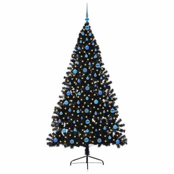 Künstlicher vorbeleuchteter Weihnachtsbaum Schwarz 210 cm PVC