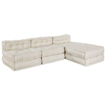 ARDEBO.de - Modulare Sofagarnitur Stoff Creme 210 x 140 x 56 cm