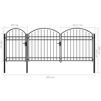 Gartentor Schwarz 200 x 400 cm Stahl