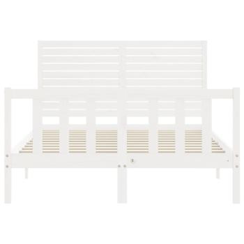 Massivholzbett mit Kopfteil Weiß