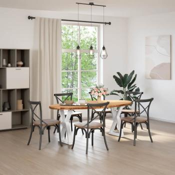 Esstisch Hellbraun 200x100x74 cm Massivholz Eiche Oval