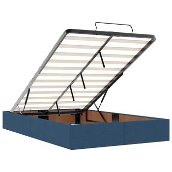 Bettgestell mit Matratze Blau 120 x 190 cm Stoff