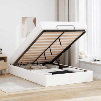 Bettgestell mit Matratze Reinweiß 120 x 200 cm Kunstleder