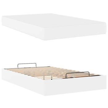 Bettgestell mit Matratze Reinweiß 120 x 200 cm Kunstleder