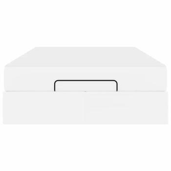 Bettgestell mit Matratze Reinweiß 120 x 200 cm Kunstleder