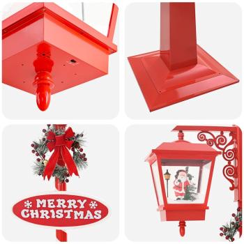 Weihnachtsstraßenlampe mit 2 Laternen Rot 80 x 40,5 x 188 cm