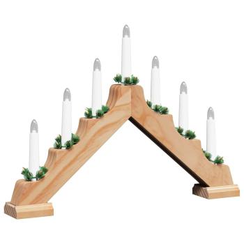 Weihnachtskerzenbrücke mit 7 LEDs Braun 39,5 x 5 x 29 cm