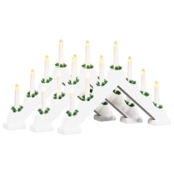 Weihnachtskerzenbrücke mit 7 LEDs 3 pcs Weiß 39,5 x 5 x 29 cm