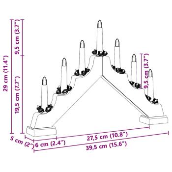 Weihnachtskerzenbrücke mit 7 LEDs 3 pcs Weiß 39,5 x 5 x 29 cm