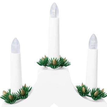 Weihnachtskerzenbrücke mit 7 LEDs 3 pcs Weiß 39,5 x 5 x 29 cm