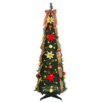 Künstlicher Weihnachtsbaum mit 100 LEDs Grün 150 cm PVC